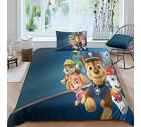 Parure De Lit Avec Housse De Couette Et Taies D'oreiller Motif Dessin Anime Pat'patrouille, Motif Chien, 3 Pieces, 1 Housse De Couette Et 1 Taie D'oreiller Assortie