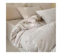 Parure de lit avec Housse de Couette pour Grand lit Motif Floral Coton 4 Pièces avec Duvet cover200x 230cm,Drap housse150/180x200cm Taies d'oreiller48x74cm(Beige,Queen)