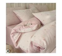 Parure de lit avec Housse de Couette pour Grand lit Motif Floral Coton 4 Pièces avec Duvet cover200x 230cm,Drap housse150/180x200cm Taies d'oreiller48x74cm(Roze,King)