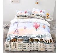 Parure De Lit Avec Vue Sur Paris Et Tour De Paris, Impression 3d, Housse De Couette Confortable, Taie D'oreiller, Drap Double King Size, Housse De Couette Avec Taie D'oreiller