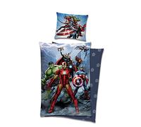 Parure de lit Avengers 100% Coton, Housse de Couette 140x200 cm + Taie d'oreiller 65x65 cm