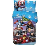 Parure de lit Avengers en Coton, Housse de Couette Avengers Réversible 140x200 cm, Taie d'oreiller 63x63 cm, 100% Coton (Parure de lit Avengers, 140 X 200 Cm)