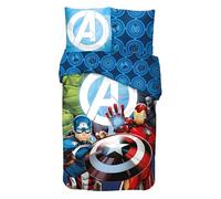 Parure de Lit Avengers Marvel pour Enfant, Housse de Couette Réversible 140x200 cm, Taie d'oreiller 63x63 cm, 100% Coton (Parure de lit Avengers)