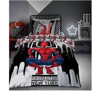 Aymax - Parure de lit Spiderman New York 1 personne, réversible 140x200 + taie 65x65, polycoton