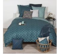 Parure de lit - Azsy - Gatsby géométrique - 240x220 cm - Microfibre - Imprimé bleu