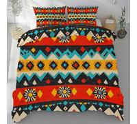 Parure de Lit Aztèque Navajo, Housse de Couette Tribal Africain Sud-Ouest Géométrique Microfibre Linge de Lit 240x260 2 Personnes Literie avec Fermeture Éclair et 2 Taies D'oreiller 80x80 cm