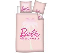 Parure de Lit - Barbie - Housse de Couette 140x200 cm - Taie d'Oreiller 63x63 cm - Réversible - Microfibre