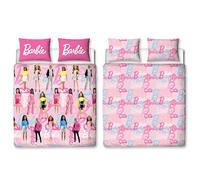 Parure de lit Barbie Officielle pour lit Double | Design sans boîte réversible Double Face pour Adolescents et Enfants avec taies d'oreiller Assorties | Housse de Couette Double en Polyester Rose