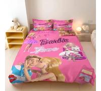Parure De Lit Barbie Rose À Imprimés, Housse De Couette Princesse Barbie Pour Filles, Housse De Couette Moderne, Parure De Lit Dessin Anime