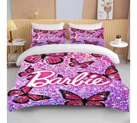 Parure De Lit Barbie Rose, Housse De Couette Douce Pour Filles, Housse De Couette Moderne, Motif Dessin Anime
