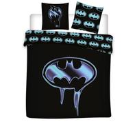 Parure de Lit Batman 2 Personnes, Housse de Couette 240x220 cm + 2 Taies d'oreiller 65x65 cm, Polycoton