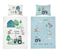 Parure de lit bébé 100x135 tracteur ferme COTON