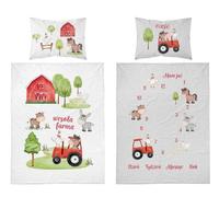 Parure de lit bébé 100x135 tracteur ferme COTON