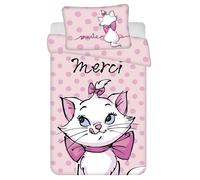 Parure de lit bébé Disney Marie Aristochats housse de couette Chaton « Merci » 100 x 135 cm + taie d'oreiller