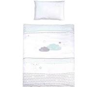 roba Parure de Lit Bébé Happy Cloud - 2 Pièces 100% Coton - Housse de Couette 100 x 135 cm + Taie d'Oreiller 40 x 60 cm - Imprimée Nuages et Étoiles