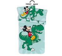 Parure de lit bébé Mickey Dinosaure coton - Vert - Junior - 100 x 135 cm - 40 x 60 cm