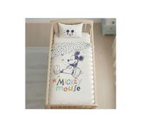 Parure de Lit Bébé Mickey Mouse, 100% Coton Naturel Oeko-Tex, Petit Lit, Housse de couette 100x140 cm, Taie 40x60 cm