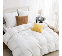 Parure de lit Bedsure - 200 x 220 cm - Blanc - 3 pièces - 1 housse de couette 200 x 220 cm + 2 taies d'oreiller 80 x 80 cm, Ensemble de literie OEKO-TEX Blanc Polyester Microfibre avec fermeture