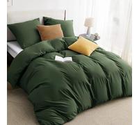 Parure de lit Bedsure 220x240 3 pièces Gris olive - 1 housse de couette 240x220 cm + 2 taies d'oreiller 80x80 cm, parure de lit en polyester microfibre vert avec fermeture éclair OEKO-TEX