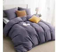 Parure de lit Bedsure 220x240 3 pièces Gris-violet - 1 housse de couette 240x220 cm + 2 taies d'oreiller 80x80 cm, parure de lit violette en polyester microfibre avec fermeture éclair OEKO-TEX