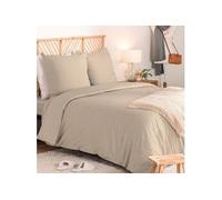 Atmosphera – Parure de lit Landiha Percale Beige lin 260 x 240 cm