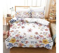 Parure De Lit Belles fleurs 3 Pièces Ensemble De Literie Fleurs Illustration Douce Respirante Ensemble De Literie 3D Imprimée Microfibre Avec 2 Taies D'oreiller Pour Garçons Et Filles King(220x240