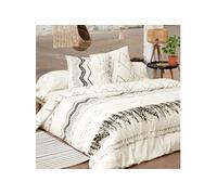 Terre de Nuit - Parure de lit Berbère 240x220 cm - Ecru - Ethnique - 57 Fils/cm² - Base Droite