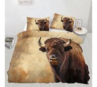 Parure de lit bison d'Amérique du Nord avec housse de couette et 2 taies d'oreiller, motif animaux sauvages, douce, légère et facile d'entretien, pour chambre d'amis adultes (220 x 230 cm)