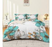 Parure De Lit Blanc 3 PièCes, RéVersible en Microfibre Douce avec Housse De Couette De 220 x 240 cm Et Taies d'oreiller Facile d'entretien Imprimé Vintage Floral Lignes