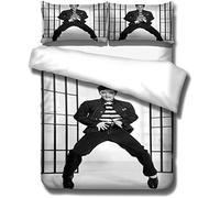 Parure De Lit Blanche Elvis Presley Imprimée En 3d, Housse De Couette Confortable Avec Taies D'oreiller, Linge De Lit, Linge De Maison