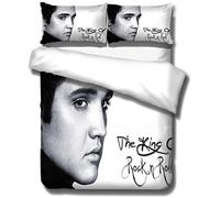 Parure De Lit Blanche Elvis Presley Imprimée En 3d, Housse De Couette Confortable Avec Taies D'oreiller, Linge De Lit, Linge De Maison