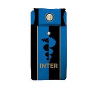 Parure de lit Bleue Inter Milan Réversible et 100% Coton - Housse de Couette 155x200 cm + Taie d'oreiller 50x80 cm