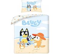Halantex Parure de lit Bluey Family 100% coton Housse 140x200 cm + taie (Bluey,Bingo,Bandit,Chilli)