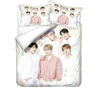 Parure de lit BTS - Housse de couette en microfibre douce et respirante - Motif 3D anti-balles