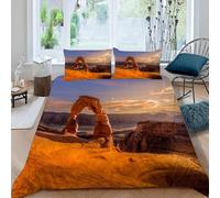 Parure de lit Canyon Adulte 3 Pièces Literie Set Paysage Naturel Housse de Couette Microfibre Impression et taie d'oreiller avec 140 x 200cm + 2 Taies d'Oreillers 65 x 65cm