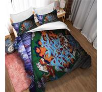 Parure De Lit Chic Avec Housse De Couette Et Taies D'oreiller, Motif Graffiti 3d, Impression Numérique Réaliste, Fermeture Éclair, Couvre-Lit En Microfibre Ultra Doux