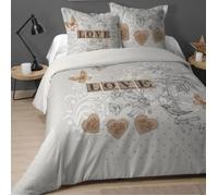 Parure de lit - CLEMENCE - 220 x 240 cm - Blanc - 100% coton - Naturelle