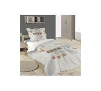 Parure de lit CLEMENCE en coton beige - 140x200 cm