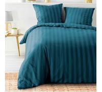 Douceur d'Intérieur - Parure de lit 3 pièces Cleo - Microfibre unie - 240 x 220 cm - Bleu nuit