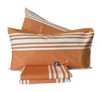 Parure de lit complète à la main, percale de coton, 100 % italien, double tissu avec effet soyeux (Eter Orange)
