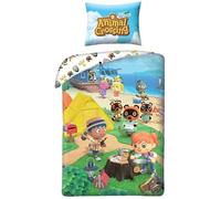 Parure de lit 1 Personne Animal Crossing 100% Coton - Housse de Couette 140x200 cm + Taie d'oreiller