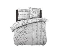 Parure de Lit Coton Motifs Ethniques Housse de Couette 200x200cm + 2 Taies d'Oreiller - KEDAH -
