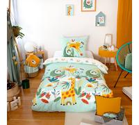 Parure de lit coton réversible turquoise 140X200