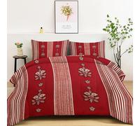 Parure de Lit Couette Imprimée 3 Pièces 200×200 cm, Style Art déco Floral rayé Couette Toutes Saisons avec 2 Taies d’Oreiller, Literie Douce et Confortable, Décoration de Chambre Rouge