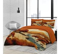 Parure de Lit Couette Imprimée 3 Pièces 220×240 cm, Magnifique forêt, Montagnes et rivière Couette Toutes Saisons avec 2 Taies d’Oreiller, Literie Douce et Confortable, Décoration de Chambre Jaune