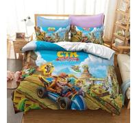 Parure De Lit De Luxe 3d Avec Housse De Couette Et Taie D'oreiller Motif Dessin Anime Crash Bandicoot