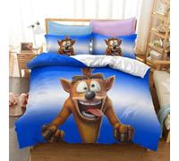 Parure De Lit De Luxe 3d Avec Housse De Couette Et Taie D'oreiller Motif Dessin Anime Crash Bandicoot