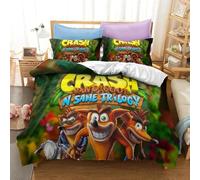 Parure De Lit De Luxe 3d Avec Housse De Couette Et Taie D'oreiller Motif Dessin Anime Crash Bandicoot