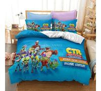 Parure De Lit De Luxe 3d Avec Housse De Couette Et Taie D'oreiller Motif Dessin Anime Crash Bandicoot