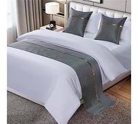Parure de lit de luxe avec coussins - Gris foncé et doré - Couvre-lit élégant pour salon et hôtel - Protection de qualité supérieure (50 x 180 + 50 x 50 cm)